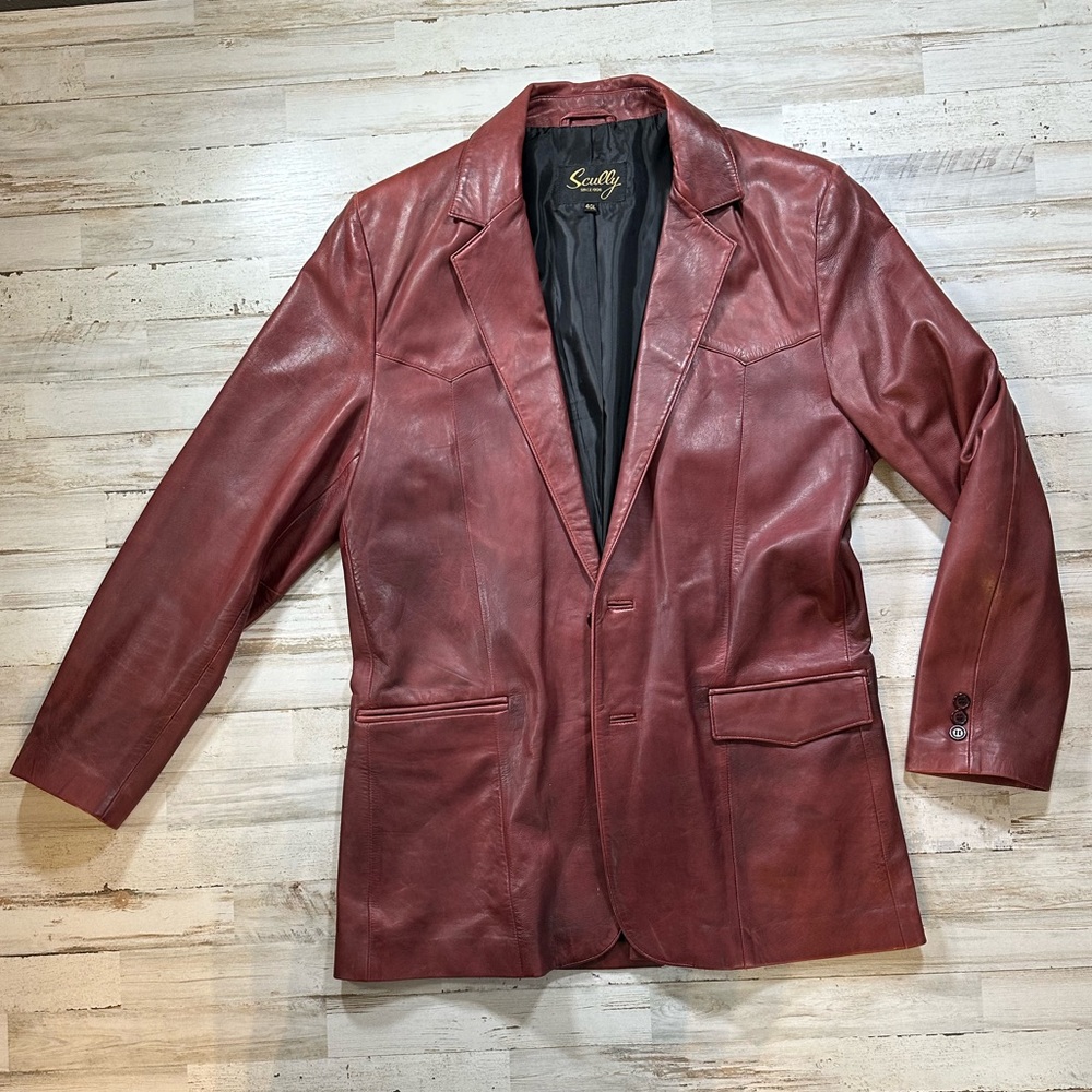 Vintage Scully Real Leather Mens Jacket Sport Coat Western Blazer Size 40L